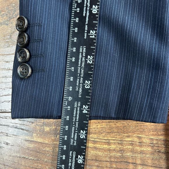 Ralph Ralph Lauren RRL Mens 40R Navy Blue Pinstripe Suit Jacket 100% Wool - Picture 9 of 13